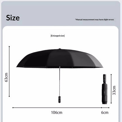 Fully automatic extra-large umbrella, thickened, reinforced, windproof, designed for heavy rain, reverse folding umbrella