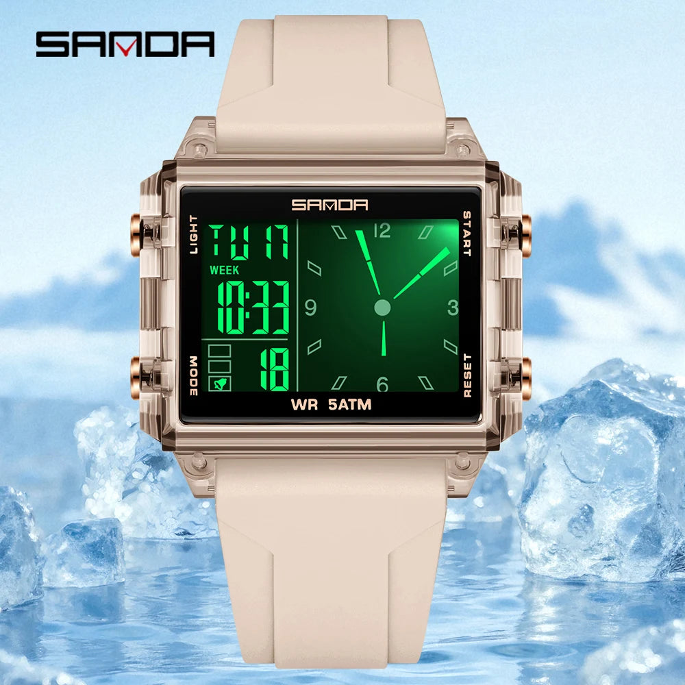 SANDA 6273 Fashion Electronic Watches for Man Luminous Calendar Waterproof Clock Outdoor Sports Casual Ladies Digital Wristwatch