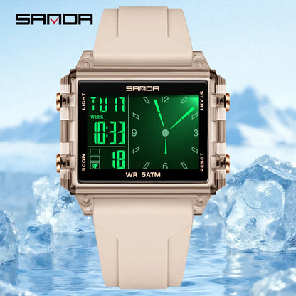 SANDA 6273 Fashion Electronic Watches for Man Luminous Calendar Waterproof Clock Outdoor Sports Casual Ladies Digital Wristwatch