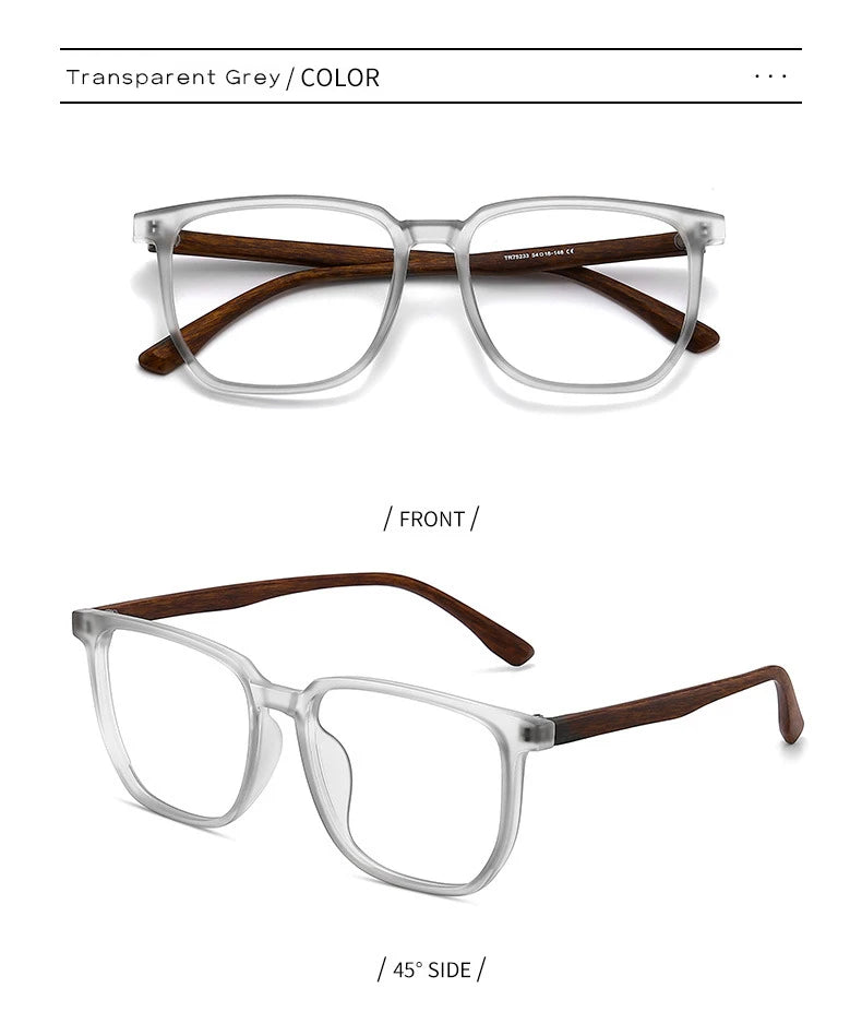 Wood Pattern Retro Anti Blue Light Glasses for Men Optical TR90 Male Square Glasses Frame Women Clear Lens Gift Frames F75233