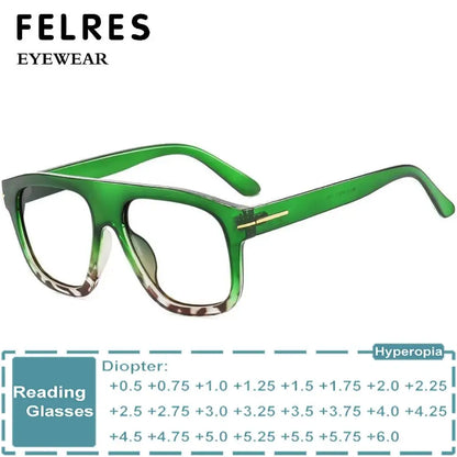 Oversized Square Reading Glasses Woman Men Decoration Retro Eyeglasses Trendy Anti Blue Light Single Focus Presbyopic Glasse