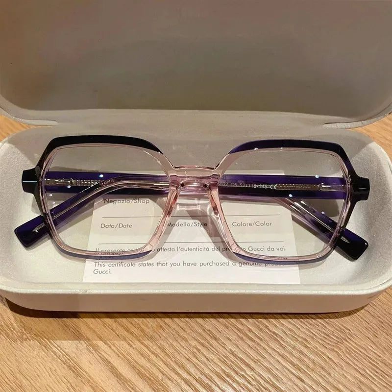 EYORA Fashion Polygon Prescription Reading Glasses Women Myopia Eyewear Hyperopia Anti Blue Light Progressive Optical Eyeglasses