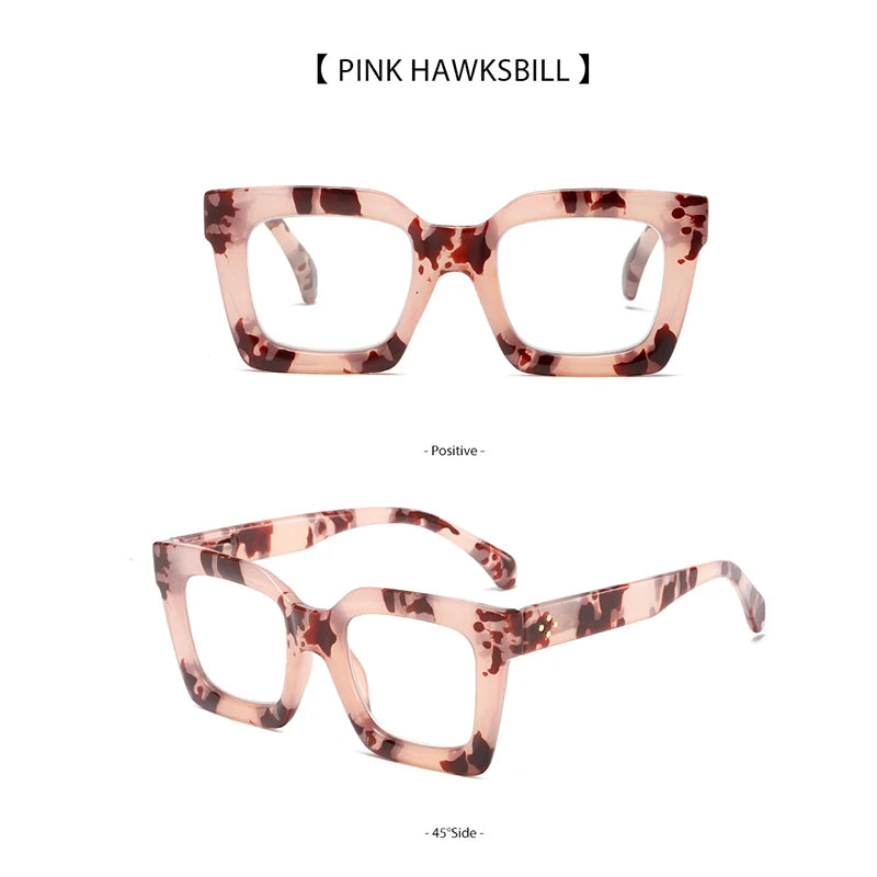 Three pairs of stylish and comfortable large-framed reading glasses, blue light protection, suitable for both men and women