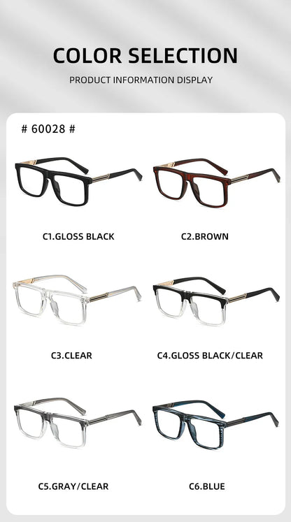 Men Vintage Anti Blue Light Reading Glasses Classic Brand Double Bridge Square Eyeglasses Business Office Presbyopia Glasses +