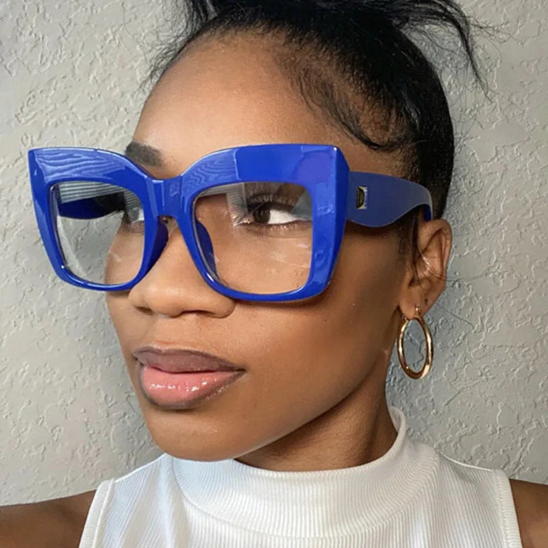 Square Anti Blue Light Reading Glasses Optical Lenses Prescription Glasses Frame Women Large Frame Cat Eye Presbyopic Glasses