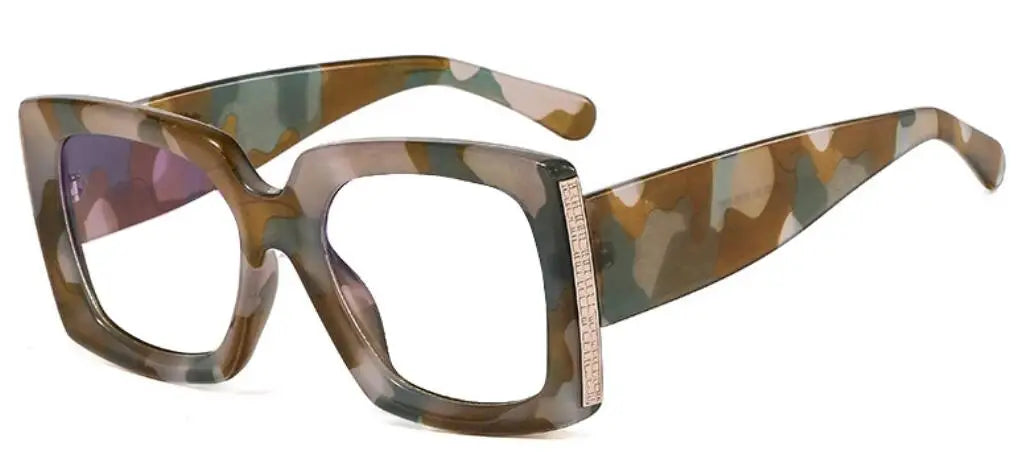 Retro Oversized Reading Glasses Women Men Luxury Brand Green Flower Square Computer Glasses Anti Blue Light Elderly Eyeglasses