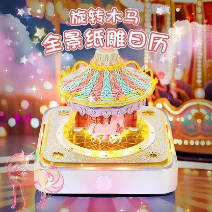 Love Castle 3D Memo Pad Paper Carving Art Calendar Fantasy Castle Notepad 3D Paper Card Decor New Year Valentine's Day Gift Box