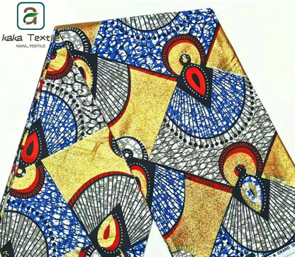 Soft Golden Glitter Grand Wax Fabric Cotton Ankara Golden Wax Flash Gold Print Batik Super Quality African Wax Fabric 6yards