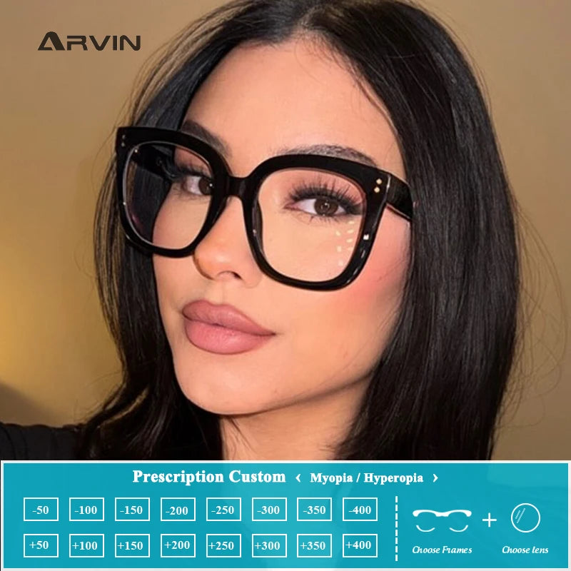 Black Oversized Square Reading Glasses for Women Rivets Retro Presbyopia Eyeglasses Female Transparent Optical Lenses