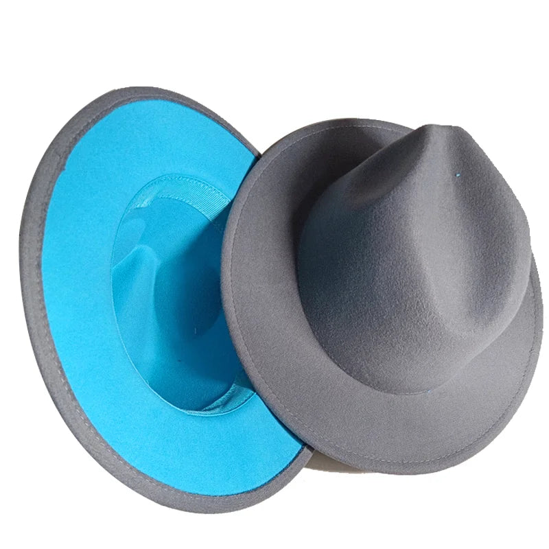 Sombreros Fedora Hat Dual Color Classic Jazz Hat Soft Fedora Hat Classic Men's and Women's Blue Jazz sombreros