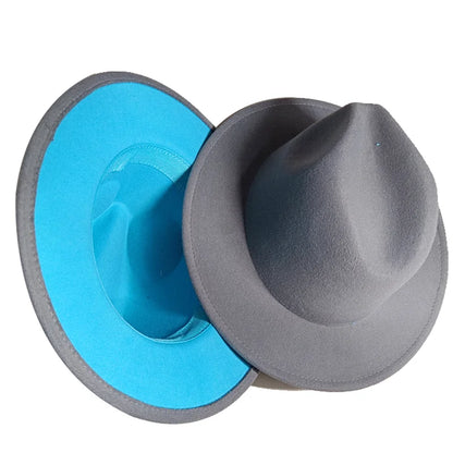 Sombreros Fedora Hat Dual Color Classic Jazz Hat Soft Fedora Hat Classic Men's and Women's Blue Jazz sombreros