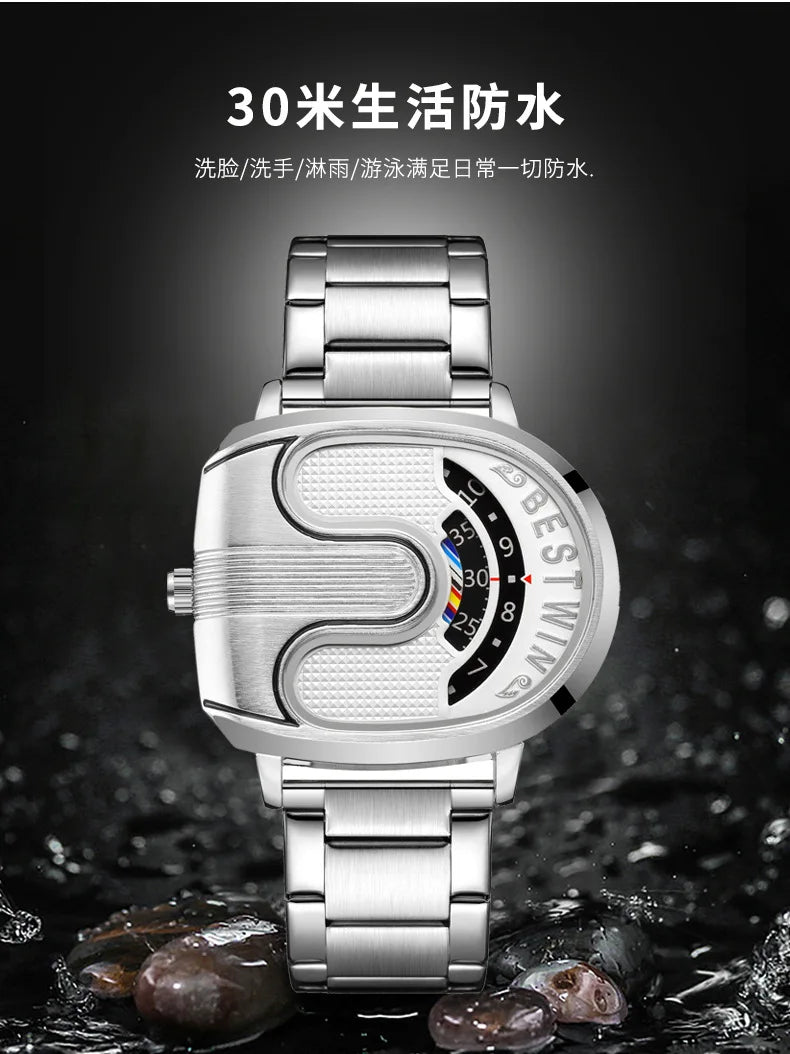 Gold Top Brand Luxury Men Watches Unique Design Stainless Steel Band Golden Dropship relogio masculino High Quality Male