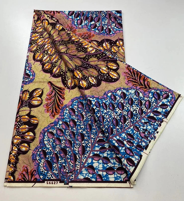 100%Certified Grand Super African Wax Nigerian GlitterGlam Gold Embellished Ankara Wax Printed Fabric Real Original For Sewing
