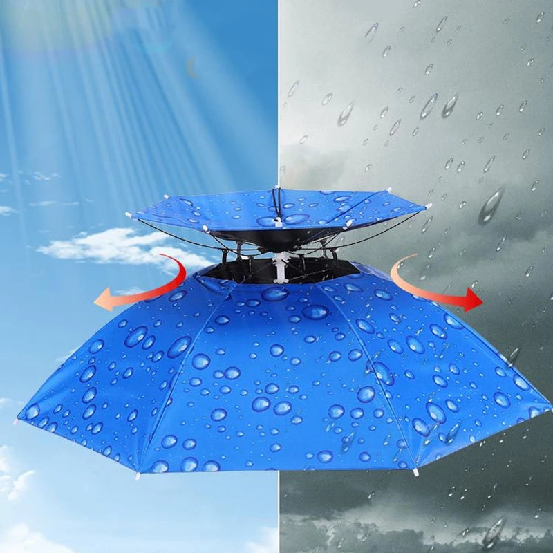 Windproof Umbrella Cap Wearing An Umbrella On The Head Sturdy Men's And Women's Foldable Large Sunshade And Rain Hat Umbrella