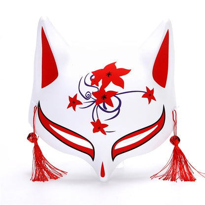 Fashion Anime Fox Mask Hand-painted Mask With Tassels Bell Halloween Masquerade Party Festival Cosplay Photo Prop Cute Gift