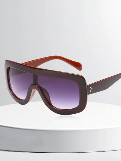 Oversized Leopard Print Shield Sunglasses – Amber Tortoise Frame, Gradient Brown Lens, UV400 Fashion Sun Glasses for Women & Men