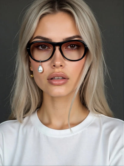 Pearl Diamond  DIY Tear Sunglasses for Women Small Frame Cat Eye Fashion Forward Mermaid Tear Aviator Eyewear