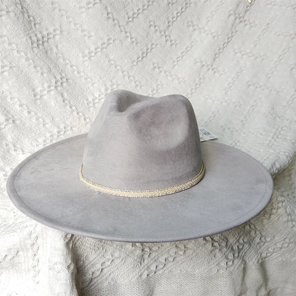 Colorful Suede Wide Brim Felt Fedoras Women's Hat Men's Church Jazz Hat Denim Hat Panama шляпа женская летняя 2024