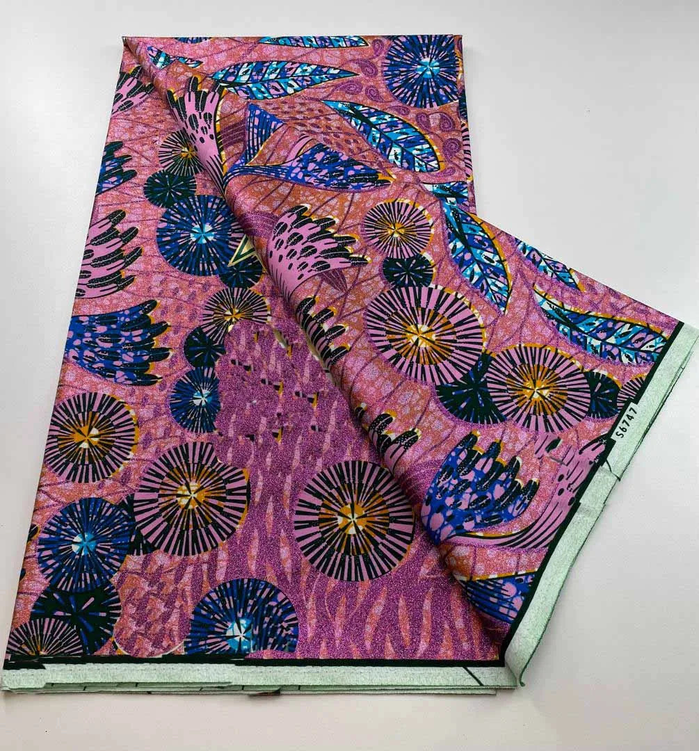 100%Certified Grand Super African Wax Nigerian GlitterGlam Gold Embellished Ankara Wax Printed Fabric Real Original For Sewing