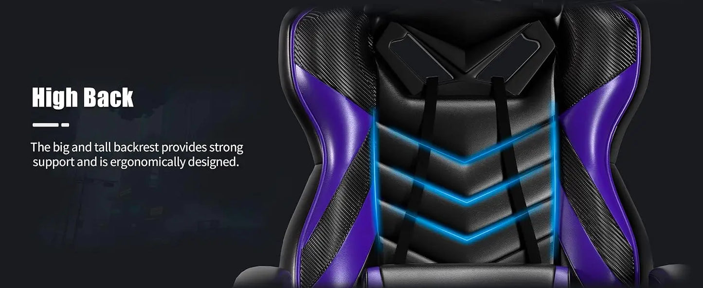 Gaming Chair, Big and Tall Gaming Chair with Footrest and Massage, Gaming Chairs for Adults with Lumbar Support