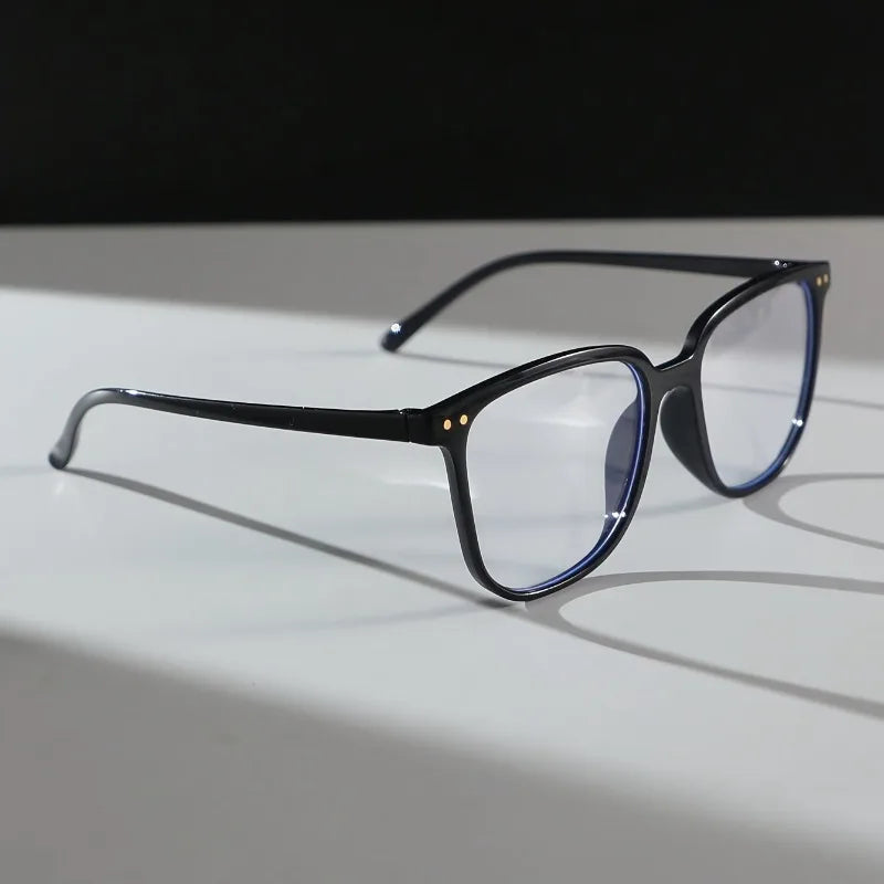 Large Square Frame Anti-Blue Light Glasses Women Computer Gaming Eye Protection Classic Plain Transparent Glasses Spectacles