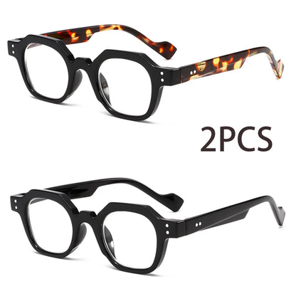 2PCS Two pairs of stylish and comfortable large-framed reading glasses, blue light resistance, suitable for both men and women