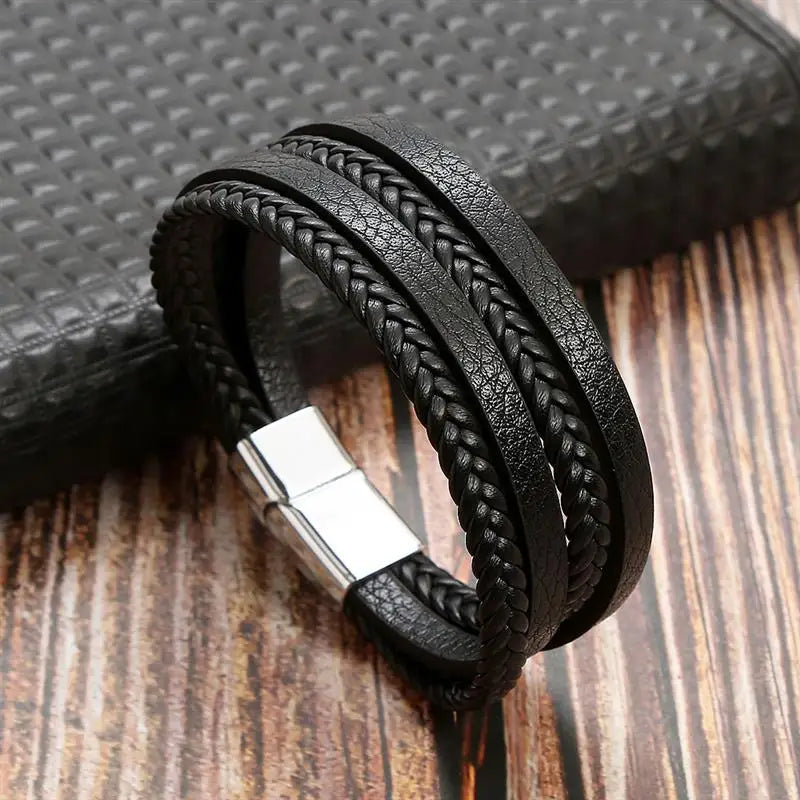 Classic Men's Leather Bracelet New Style Hand-woven Multi-layer Combination Accessory Fashion Man Jewelry