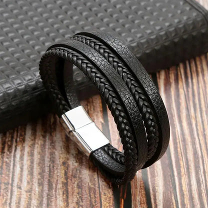 Classic Men's Leather Bracelet New Style Hand-woven Multi-layer Combination Accessory Fashion Man Jewelry