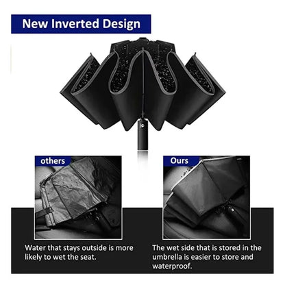 20 Bones Fully Automatic Reverse Folding Umbrella with Windproof Reflective Stripe UV Umbrellas