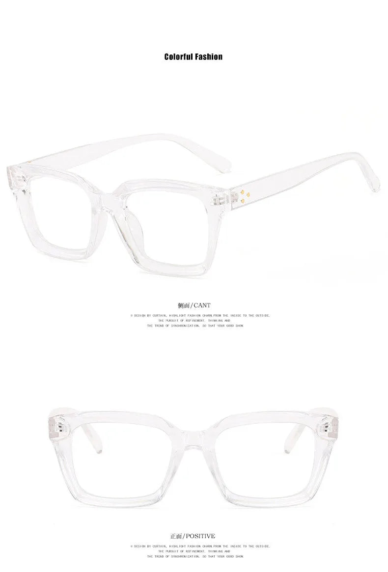 Retra Square Concave Frame Clear Lens Glasses Ultra Light Myopia Nerd Spectacles Degree 0 -0.5 -1.0 -2.0 -3.0 -4.0 to -6.0