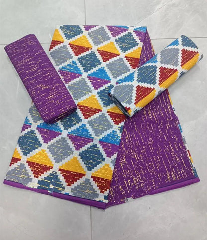 KENTE 4+2YARD 2024 Latest Design 6 Yards/lot African Fabric Gold Powder Ankara 100% Cotton Farbic For Sewing Wax Print Fabric