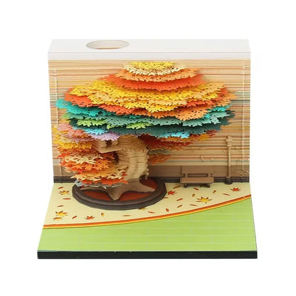 Treehouse 3D Desktop Calendar Sticky Notes Creative Crafts Souvenirs Paper Carvings Memo Pad New Year Gifts Office Ornament