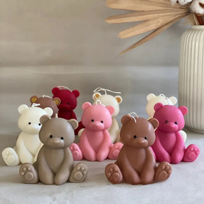 3D Sitting Brown Bear Scented Candle Handmade Cute Soy Wax Animal Aroma Candle Home Decor Unique Birthday Gift Party Ornaments