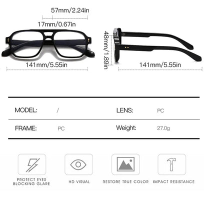 SHAUNA Double Bridges Anti Blue Light Retro Women Square Glasses Frame Fashion Men Optical Eyewear