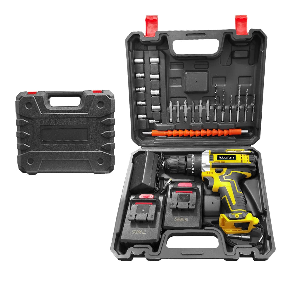 Multifunctional 21V rechargeable impact drill lithium battery cross-border flashlight gun drill electric screwdriver electric dr