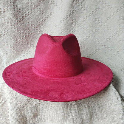Colorful Suede Wide Brim Felt Fedoras Women's Hat Men's Church Jazz Hat Denim Hat Panama шляпа женская летняя 2024