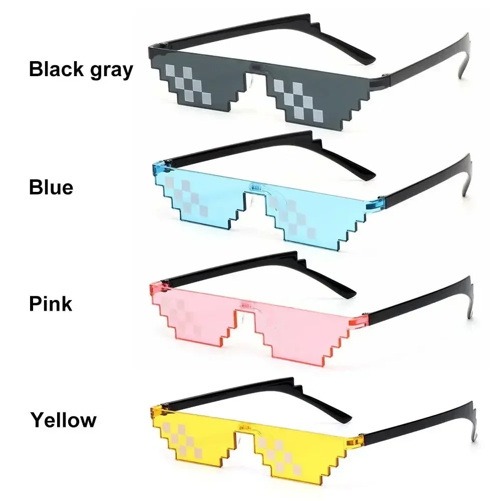 Design Funny Mosaic Sunglasses Thug Life Sun Glasses Pixel Black Retro Gamer Robot Sunglasses Birthday Party Cosplay Favors Mask
