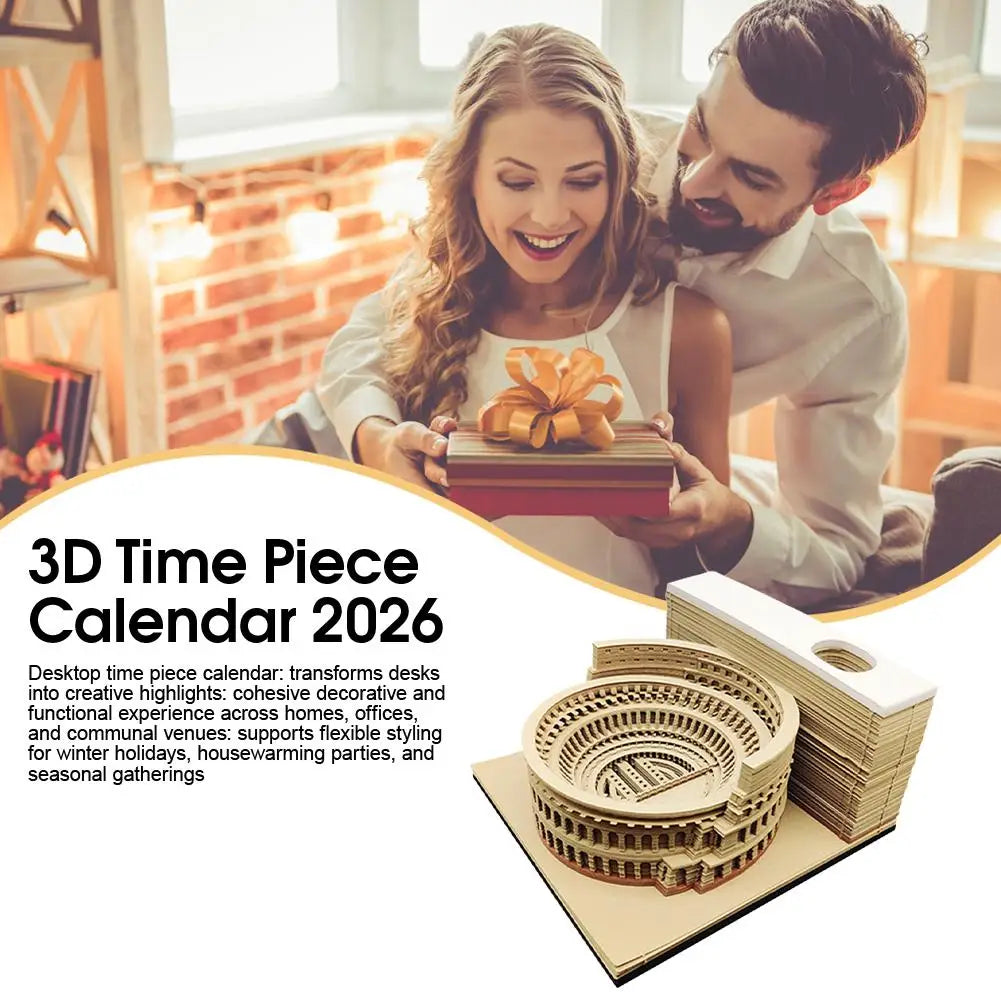 3D Stereoscopic Calendar Roman Colosseums Shape Weekly Calendar Tear-Away Paper Carving Art Memo Pad Offices Decor
