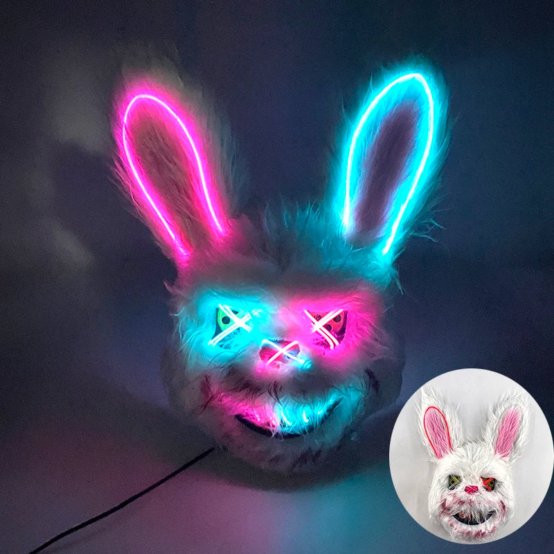 Halloween Light Up Horror Mask Glowing Bloody Bear Killer Mask Flashing Neon Scary Bear Mask for cosplay mask purim props