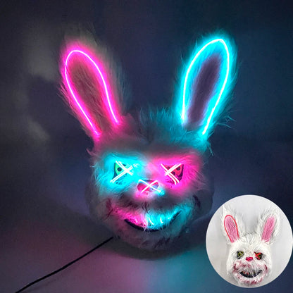 Halloween Light Up Horror Mask Glowing Bloody Bear Killer Mask Flashing Neon Scary Bear Mask for cosplay mask purim props