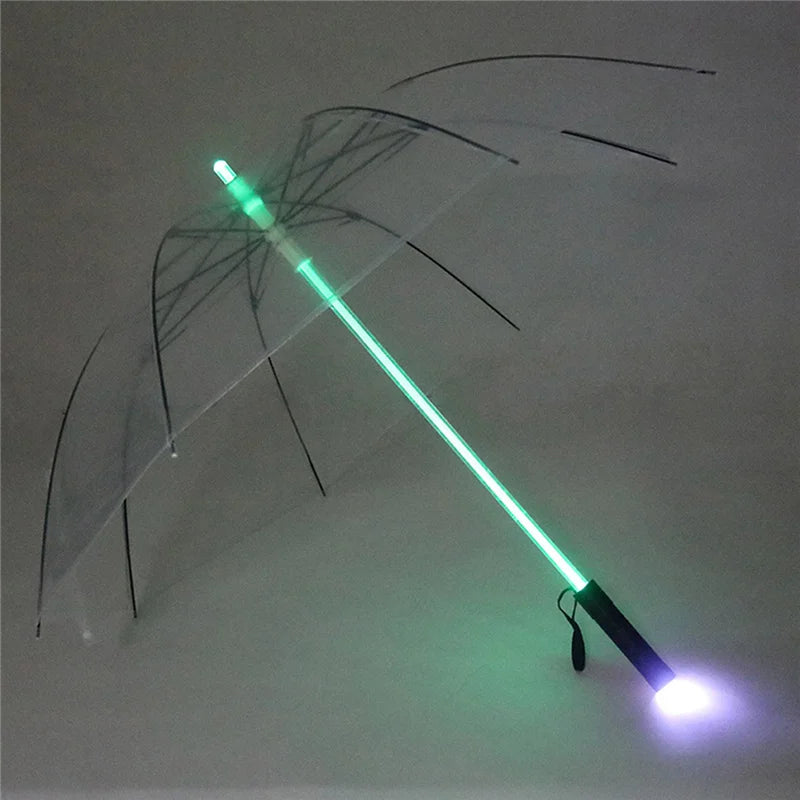 LED Illuminated Umbrella, Glittering Umbrella with Flashlight Handle, Adult, Men and Women