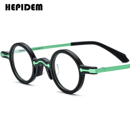 FONEX HEPIDEM Acetate Eyeglasses Frame Men 2025 New Small Round Brand Design Glasses Women Retro Vintage Eyewear Spectacles 9341