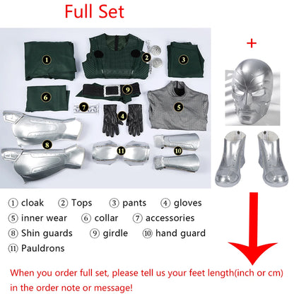 New Doom Cosplay Costume High Quality Green Cloak Mask Shoes Armor Set Men's Superhero Role Play Uniform Halloween Outfit Custom