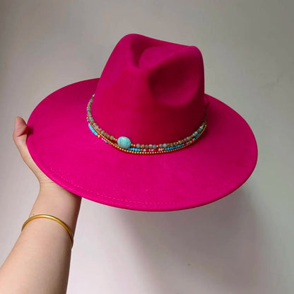 Women's suede 10cm wide Brim Fedora hat Men's autumn and winter felt jazz hat Classic suede Fedora Sombrero