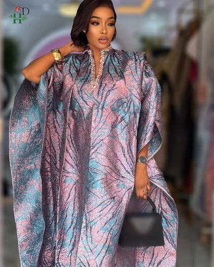 2025 New African Clothes For Women Kaftan Dress Fashion Party Dress Vintage Summer Gown Casual Vestidos Muslim Robe BouBou