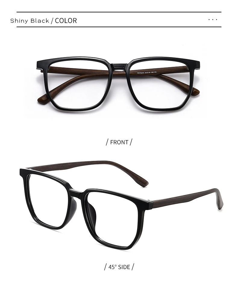 Wood Pattern Retro Anti Blue Light Glasses for Men Optical TR90 Male Square Glasses Frame Women Clear Lens Gift Frames F75233