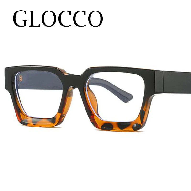 Oversized Square Reading Glasses For Women Brand Designer Blue Light Blocking Eyeglasses Green Leopard Prescription Glasses Men
