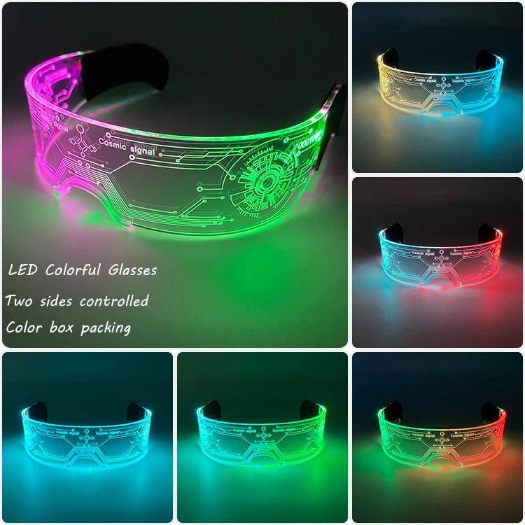 Christmas party glasses LED Light up cyberpunk Glasses glowing cool Goggles for man women Futuristic cosplay bar party props