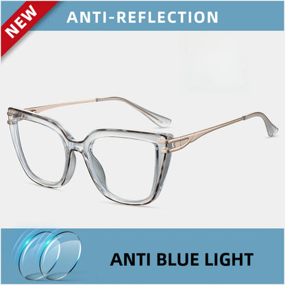 EYORA Currents Square Women Anti-Reflective Reading Glasses Anti Blue Light Myopia Eyewear Photochromic Prescription Eyewear