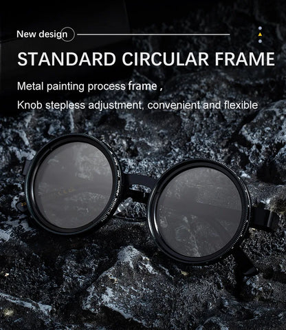 ND2-400 9 Level Adjustable Dimming Polarized Sunglasses Men Women Fishing Punk Round Glasses Driving Eyeglasses ND Filter